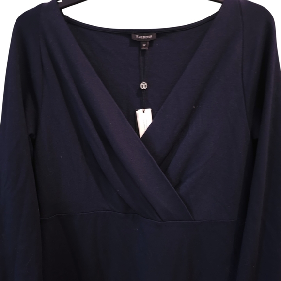 New Talbots Ponte Navy Long Sleeve Dress with Criss Cross Top - Picture 3 of 6